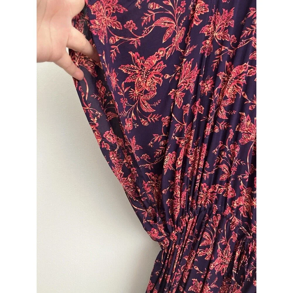 Lands' End Women's XL/XXL Swim Cover-Up Dress Floral Purple Pink 100% Modal